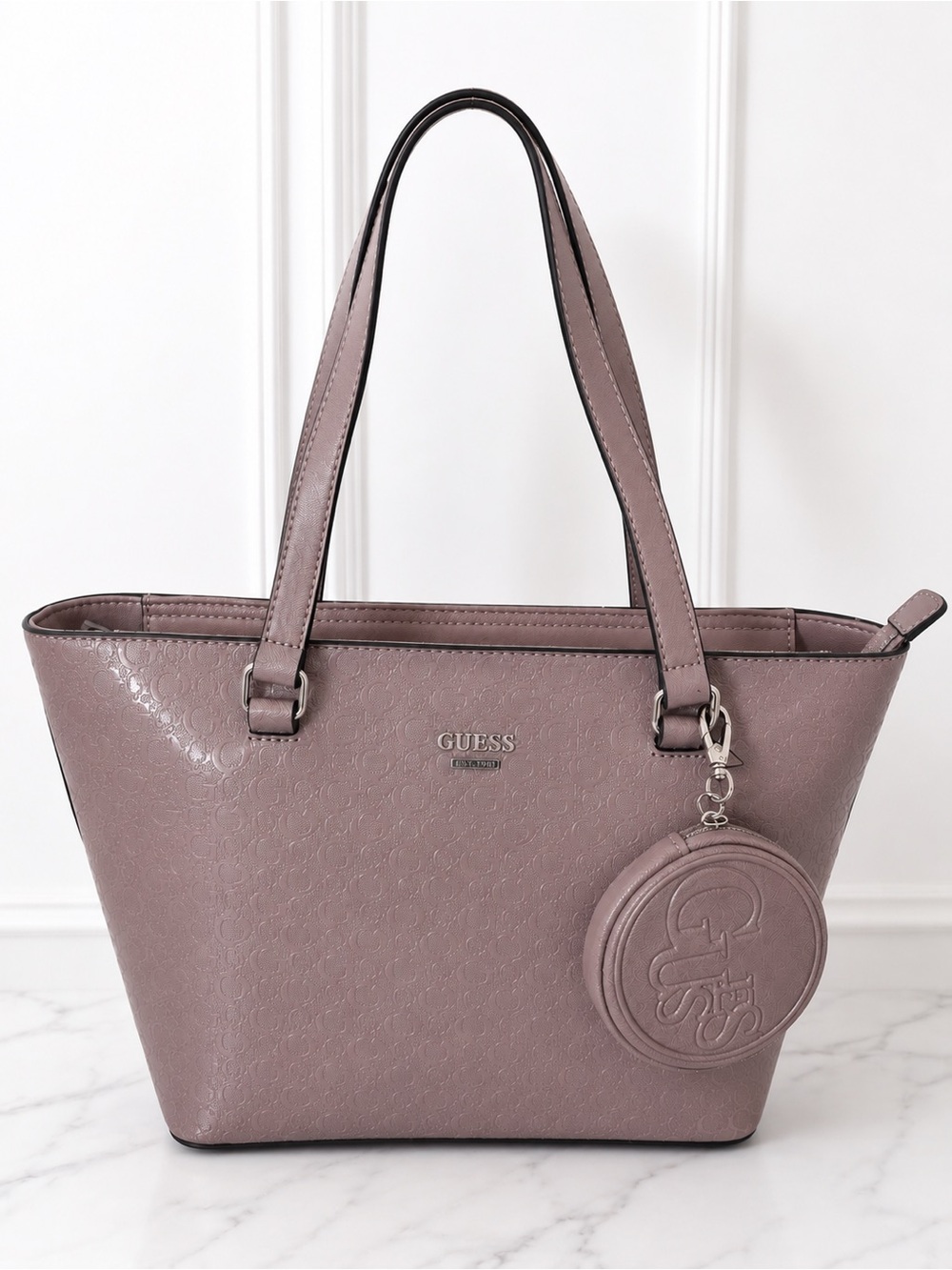 GUESS Mauve-Dusty Large Tote with Coin Charm